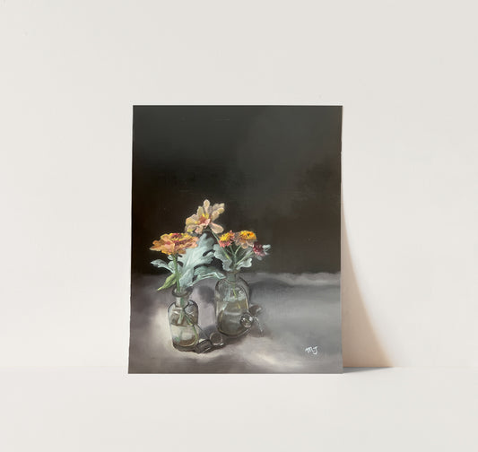 Flowers in Vintage Apothocary Jars - Giclée Print