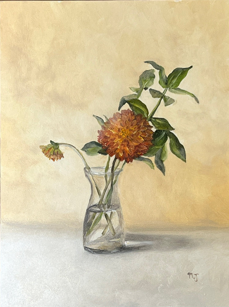 Orange Dalia in Glass Vase